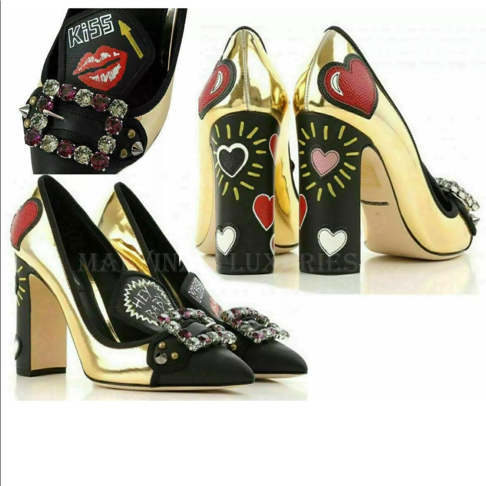 NIB Dolce & Gabbana crystal buckle appliqué heels - Picture 1 of 8